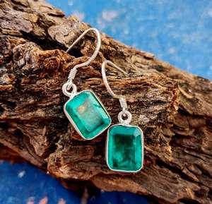 Paraiba Tourmaline Earrings Neon Blue Octagon Shape Luxury Sterling Silver Gold Plated Elegant Anniversary <b>Gift</b> for Women - Product Image 1