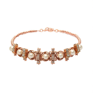 Krishna Kada <b>Bangles</b> 2x6-Trendy <b>Copper</b> Bracelets with Pearl & Diamond Accents - Product Image 2