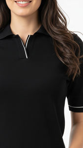 Women Polo T Shirt Short Sleeve Slim Fit Solid Color Knit Top With Casual <b>Pants</b> Outfit Collar Neck Daily Wear Style Look - Product Image 6