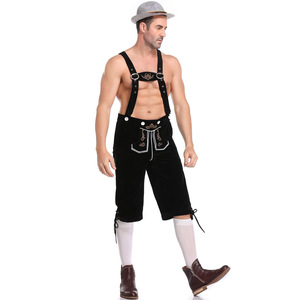 Costume d'Oktoberfest décontracté de qualité supérieure, respirant, à simple boutonnage, pour hommes, classique, en cuir Lederhosen bavarois - Product Image 3