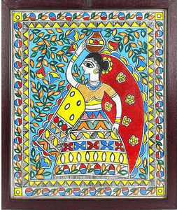 Obra de arte de lujo de Jharkhand Madhubani, pintada a mano, arte folclórico indio en metal 3D completo - Product Image 2