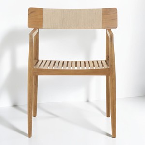 Fauteuil de jardin en teck massif de qualité supérieure, résistant aux intempéries, avec dossier en corde, pour hôtel, complexe hôtelier et restaurant - Product Image 2