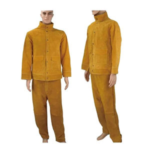 Combinaison de soudage en cuir, vestes et pantalons de soudage en cuir fendu, vêtements de travail de sécurité à manches longues résistants à la chaleur - Product Image 5