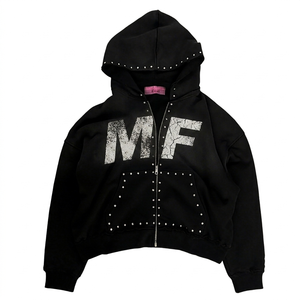 Sudadera con Capucha Personalizada al por Mayor, Premium, con Lavado Ácido, Bordado Desgastado, de Algodón Grueso, Estilo Urbano, OEM ODM, Unisex, a la Moda - Product Image 3