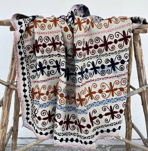 Handmade Vintage Suzani Kantha <b>Quilt</b> Colorful Floral Motif Hand Embroidered Cotton Reversible Boho Bedding <b>Throw</b> - Product Image 1