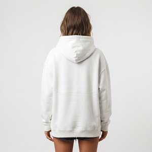 Wholesale Women's <b>Oversized</b> <b>Hoodie</b> Solid <b>White</b> Color Breathable Drop Shoulder Pullover Custom Casual Clothing - Product Image 2