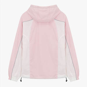 Ventes en gros personnalisées de vestes coupe-vent roses, sweats à capuche zippés et shorts en nylon, ensembles de jogging légers en deux pièces, ensembles de shorts coupe-vent - Product Image 5