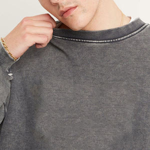 Conjunto de Sudadera y Pantalones Cortos para Hombre, Corte Regular, Cuello Alto Gris, Informal, Tejido de Punto de Poliéster/Algodón, Transpirable, Otoño - Product Image 3