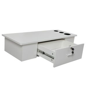 Station de coiffure et de beauté murale classique avec tiroirs et trous pour outils, table de maquillage et de manucure pour coiffeuse - Product Image 6