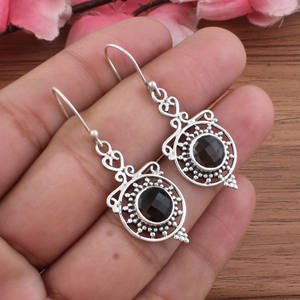 Pendientes de Cuarzo Ahumado Natural al por Mayor, Plata de Ley 925, Hechos a Mano, Piedra Preciosa Redonda, Joyería de Lujo para Mujer - Product Image 3