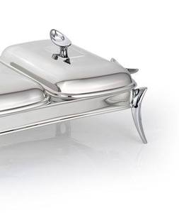 Wholesale Luxury Twin Compartment Stainless Steel Chafing Dish Double <b>Pan</b> Buffet Food Warmer Catering Serving Station Gold Accen - Product Image 2