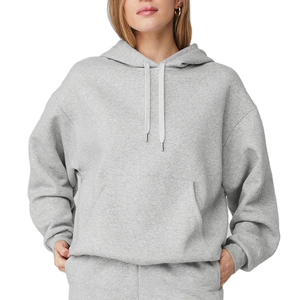 Sweat-shirt de sport en polaire pour femme, couleur unie, pull à capuche tendance pour couple, hiver - Product Image 1