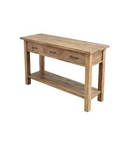 Mesa Consola de Entrada de Madera Maciza Hecha a Mano de Primera Calidad con Tres Compartimentos de Cajones, Superficie Ancha y Base Resistente - Product Image 2