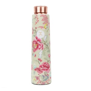 100 Percent Pure <b>Copper</b> Water <b>Bottle</b> with Flower Print Leak Proof Lid Ayurvedic <b>Drinking</b> <b>Bottle</b> for Office Hiking - Product Image 1