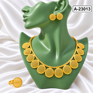 Gold Plated Emerald Cut Flower Necklace and Earrings Set <b>Women</b> Vintage Leaf Pendant Daily Party <b>Chokers</b> Statement Jewelry 23011 - Product Image 6