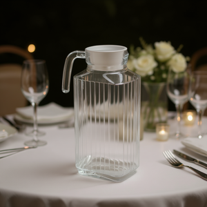 Carafe en verre cristal de 1800 ml avec couvercle, vaisselle élégante pour les occasions spéciales - Product Image 3