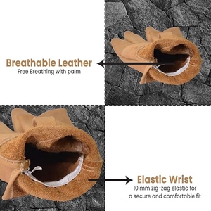 Best Performance Work <b>Gloves</b> for General Work Driving Reinforced Cowhide Grain Leather Palm Patch for Strong Grip Safety <b>Gloves</b> - Product Image 3