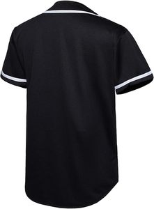 Camiseta Deportiva Negra de Béisbol FALER con Ribete Blanco y Botones al Frente, Material de Poliéster Resistente - Product Image 2