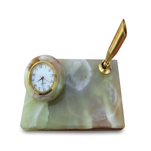 Horloge de table triangulaire classique de style antique méditerranéen, 12 pouces, à quartz analogique, avec affichage en marbre corail, Ramadan - Product Image 5