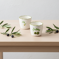 Tasse à thé en porcelaine fine de qualité supérieure 3460983CUPD-0.2 NOUVELLE 200ml Réutilisable avec motif OLIVE BRANCH & FRUIT Mignon