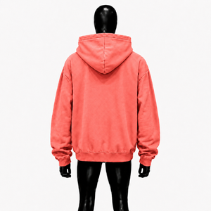 Sudadera con capucha extragrande rosa coral con estampado gráfico de oración y letras amarillas, estilo urbano, unisex, informal, para hombre - Product Image 2