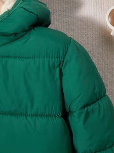 New High Quality Winter Factory Wholesale Green Hooded Puffer <b>Jacket</b> <b>With</b> Sherpa <b>Lining</b> Zipper Closure Unisex Winter Casual - Product Image 5