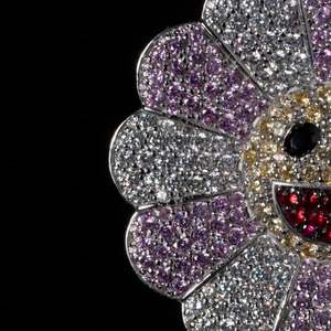 Pendentif de chaîne Iced Out pour femme, motif floral, en argent 925, coloré, rotatif, style Hiphop, personnalisé, fleur arc-en-ciel, en moissanite - Product Image 3
