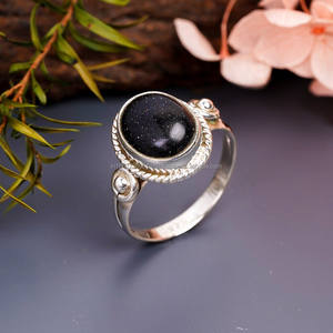 Bague en argent 92.5%, bague à la main, bague en pierre de soleil bleue, bague en pierre bleue, bague de créateur, bague de mariage, bague Boho - Product Image 1