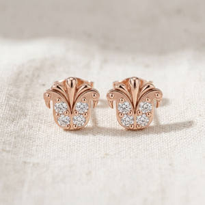 Pendientes de Oro Rosa de 14K con Diamantes Cultivados en Laboratorio, Corte Redondo, para Mujer, Regalo de Joyería Clásica para Compromiso, Aniversario, Boda - Product Image 2