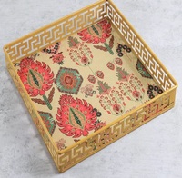 Ensemble de plateaux rectangulaires en bois personnalisés, plateaux de service décoratifs de luxe pour la maison, l'hôtel et les cadeaux
