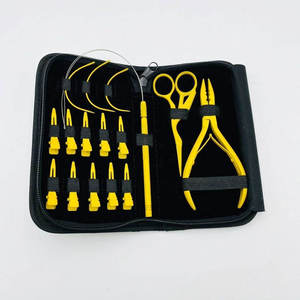 Professional Complete Hair Extension <b>Tools</b> <b>Kit</b> Flat Crimping Beads Removal Plier Hook Loop <b>Tool</b> <b>Mini</b> Scissor Curved Needle - Product Image 6