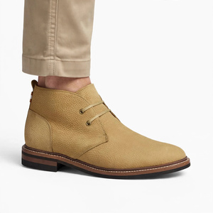Bottes Chukka pour hommes en cuir véritable marron, à bout rond, à lacets, respirantes, avec semelle extérieure en caoutchouc, style toutes saisons, exportées du Bangladesh - Product Image 6