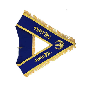 Col de veste maçonnique bleu personnalisé, brodé avec bordure dorée, design classique, badge à coudre sur vêtement - Product Image 3