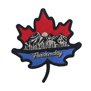 Canadian Maple Leaf Eco-Friendly Chenille Embroidered <b>Patch</b> Mountains Freedomday Text Custom Brand <b>Sew</b>-<b>On</b> Applique for Gifts - Product Image 1