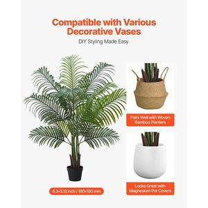 Palmera Areca Artificial de 1.5 m, Blanca, en Maceta Alta, con Hojas de Seda Sintética, Planta Tropical Artificial Grande para Decoración de Interiores - Product Image 5