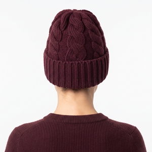 Bonnet en tricot épais bordeaux unisexe en laine et acrylique, chaud et doux, idéal pour le ski et les activités de plein air – Vente en gros - Product Image 2