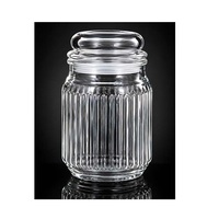 Pot en verre rond de qualité supérieure de 700 ml avec couvercle sécurisé pour le stockage des aliments, des épices, des cornichons, des fruits secs, des collations et de la cuisine