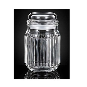 Premium Quality 700ml Round Line Glass <b>Jar</b> with Secure Lid <b>for</b> Food Storage Spices <b>Pickles</b> Dry Fruits Snacks and Kitchen - Product Image 1