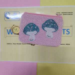 Handmade Beaded Pink Mushroom Coin <b>Purse</b> Pouch Cute Zipper Clutch Bag <b>Small</b> Cosmetic Makeup Case Cottagecore <b>Women</b> Gift Bag - Product Image 3