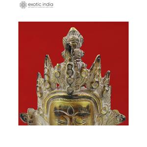 Escultura de busto Avalokiteshvara hecha a mano de 6 pulgadas en latón, hecha en India - Product Image 4