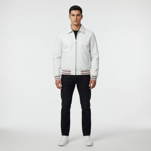 Custom applique leather bomber <b>jacket</b> designed for hip hop style made with <b>waterproof</b> breathable fabric suitable for winter wear - Product Image 4