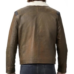เสื้อแจ็คเก็ตบอมเบอร์หนังแท้บุขนแกะสำหรับผู้ชายแบบคลาสสิก - Product Image 2