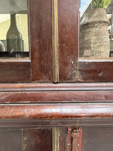 Vitrine d'exposition en verre antique, bibliothèque à quatre portes en bois massif vitrée, style vintage ferme, pour salon et salle à manger, rangement - Product Image 6