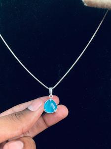 Pendentif en argent allemand avec chalcédoine aqua et serti clos pour femme, bijoux de qualité supérieure, meilleur prix, vente en gros de pierres précieuses - Product Image 2