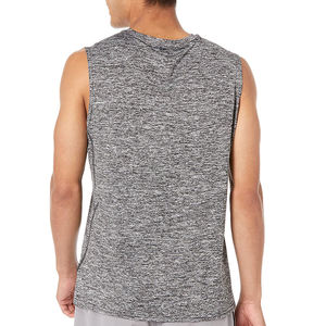 Débardeur de sport pour homme, coupe ajustée, séchage rapide, avec logo personnalisé sur toute la surface, couleur unie, pour entraînement et gym - Product Image 5