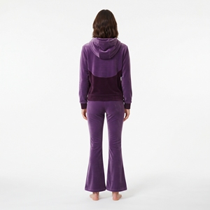 Ensemble de survêtement en velours pour femme, hiver, couleur contrastée, haut à capuche et pantalon, doux, respirant, léger, vêtements de sport décontractés - Product Image 6