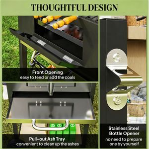 Griglia BBQ a Carbone Nera per Picnic in Giardino, Utensile da Cucina Resistente per Intrattenimento all'Aperto - Product Image 3