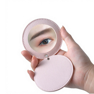 Porte-clés mini en PU tendance, miroir de maquillage pliable double face finition argentée, design créatif et personnalisé - Product Image 4