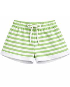 Ensemble décontracté d'été deux pièces pour femme : crop top rayé vert et short, taille élastique, tenue de détente, streetwear, OEM - Product Image 3