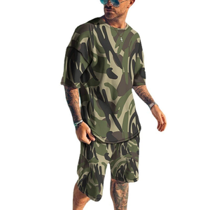 Mens 2 Piece <b>Set</b> T-Shirt & Shorts Graphic Flower Print Black White Summer - Product Image 4